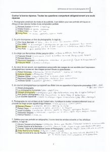 Exemple annoté du QCM d'art de 2015